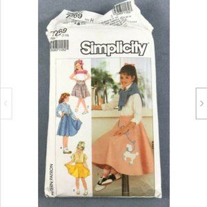 1991 Simplicity Sewing Pattern 7269 Poodle Circle Flared Yoke Mini Skirt Sz 7-10